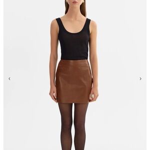 Lamarque Tan Leather Mini Skirt